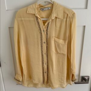 Zara ButterYellow Button-Up Blouse